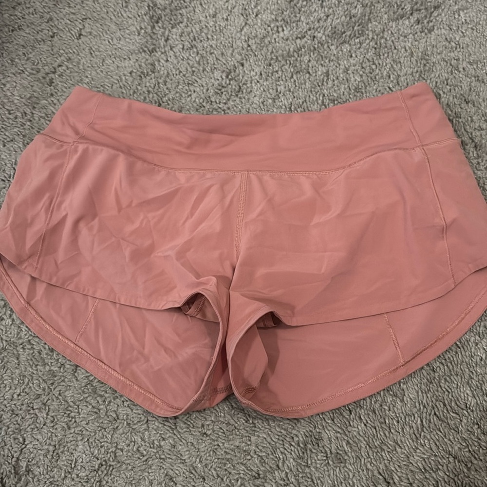 Light Coral Lululemon Speed Up shorts